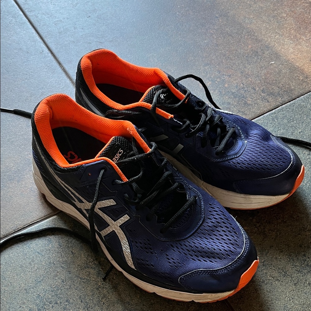 ASICS Men's Athletic Shoes in Navy and Orange